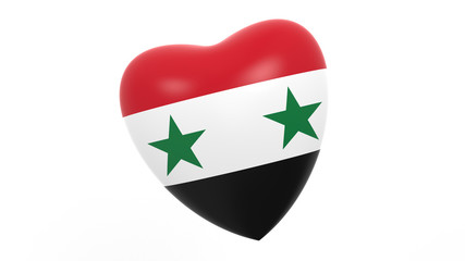 flag of Syria in heart on white background, 3d rendering