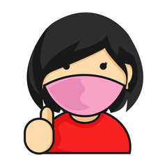 Asian Girls Wear Face Mask