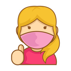 Blonde Girls Wear Face Mask