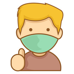 Blonde Boys Wear Face Mask