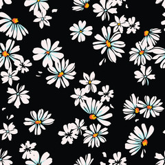 delicate daisy print - seamless vector background