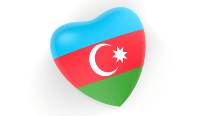 flag of Azerbaijan in heart on white background, 3d rendering