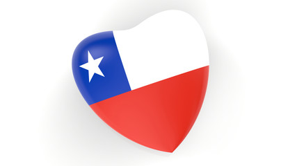 flag of Chile in heart on white background, 3d rendering