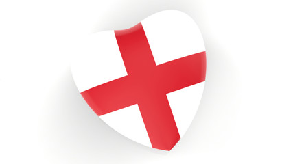 Obraz premium flag of England in heart on white background, 3d rendering