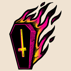 Coffin fire simple art design illustration