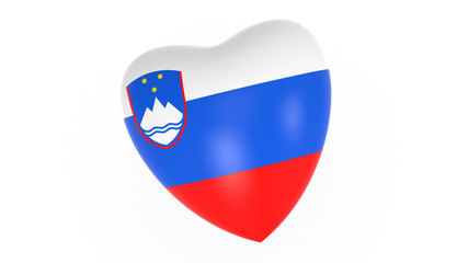 flag of Slovenia in heart on white background, 3d rendering