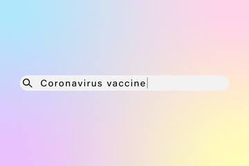 Search bar illustrating the search for a coronavirus vaccine