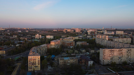 Fototapeta na wymiar evening city view from heaven