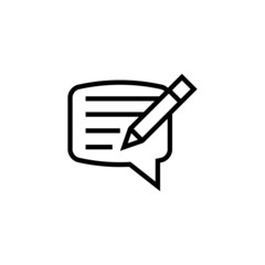 Writing feedback icon vector in outline style on white background