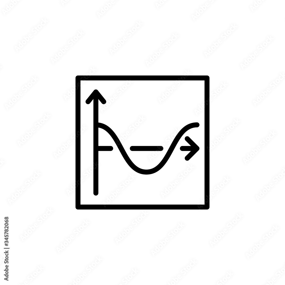 Poster analysis graph icon vector in outline style on white background, sin curve graph icon