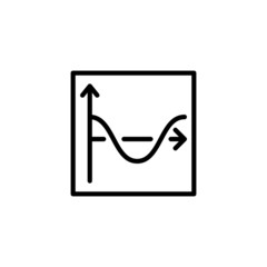 Analysis graph icon vector in outline style on white background, sin curve graph icon