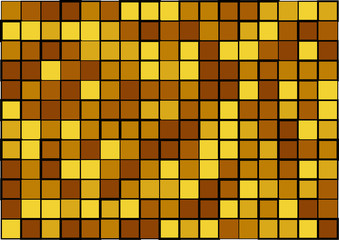 Artistic modern vector background from shades of golden colors random mosaic pattern with random sized black borders, useful for art, backgrounds, wallpapers and wrapping papers, etc