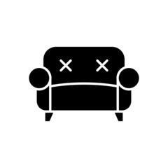 sofa, couch icon vector sign in black flat design on white background