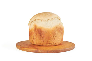 homemade wheat bread loaf isolated on a white. cooking candid concept.