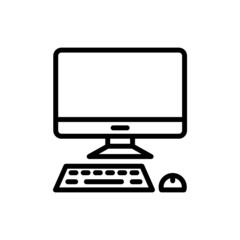 Computer vector icon in outline style on white background,