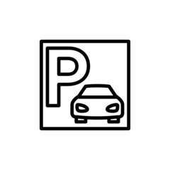 car park icon in outline style on white background