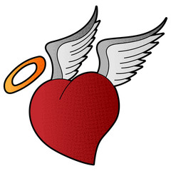 Angel of Love vector design. digital hand drawn. halftone texture