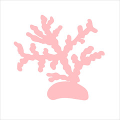 Doodle pink coral. Isolate on a white background.