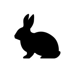 Silhouette rabbit on white background. Farm animals collection. Pets.