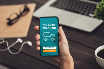 Modern app for delivery tracking online on cell phone