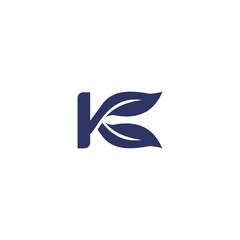 Letter K Leaf Logo Vector Design