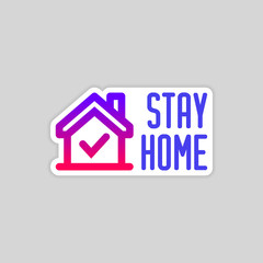 editable stroke line icon of Stay home for Social media in support of self isolation. staying at home Prevent coronavirus spread. Covid19 perfect outline single icon hashtag stayhome Isolated on white