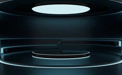 Modern background and empty stage. Future modern interior concept. showcase for product, 3d rendering