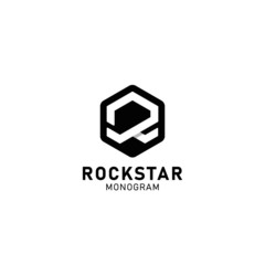 Initial R rockstar monogram logo design