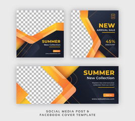 Summer sale social media post web banner & Facebook cover template