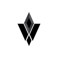 V letter with 3D diamond logo design vector