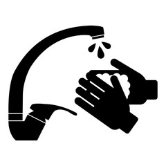 Vector illustration. Washing your hands under the tap. Hand disinfection and skin care with antibacterial soap. COVID-19 virus. Prevention of coronavirus.