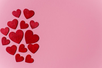 wooden red hearts, concept of Valentine's day and love