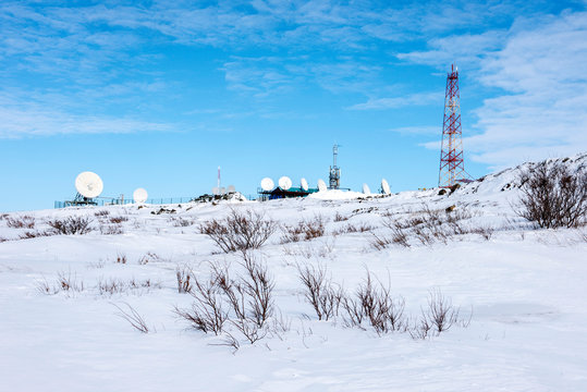 Sell site located on the hill in tundra next to Anadyr, small town in Chukotka, Russia