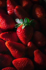 Strawberry. Fresh organic berries macro. Fruit vegan background