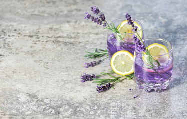 Drink lemon lavender herb flowers Cold summer lemonade