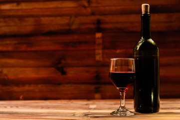 wine bottle and glass