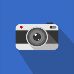 Minimal flat retro camera illustration.