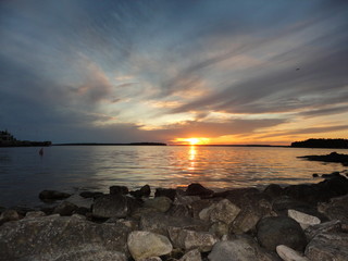 Scuba Diving at Sunset, Little Tub Harbour, Tobermory, Bruce Peninsula National Park