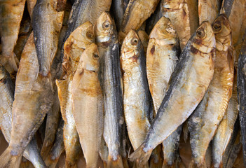 Dried Fish Chinese Market. Small dried fish in an Asian market.


