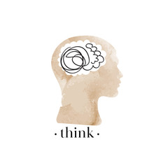 thinking head vector illustration