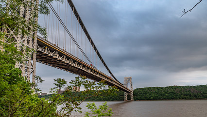 suspension bridge over the river