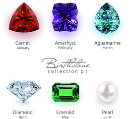 Realistic Birthstones collection part 1