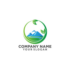 Creative  mountain valley and river logo design inspiration