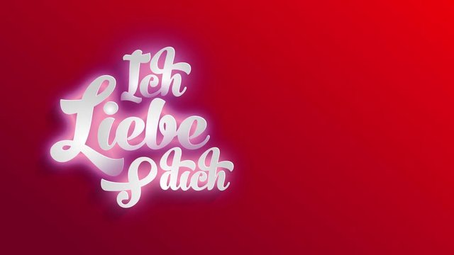 german valentines day script with words ich liebe dich i affection yourself written with 3d groovy typography on a red background