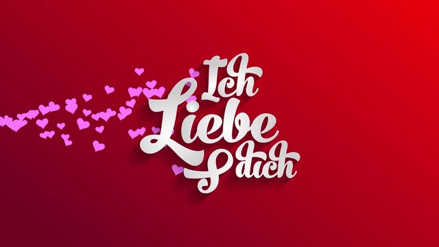 german valentines day script with words ich liebe dich i affection yourself written with 3d groovy offset on a red scene