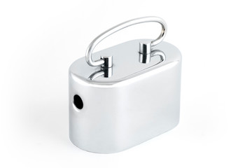 Silver metal money box.