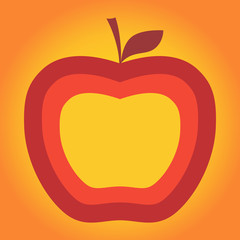 Red Apple With Orange Background Illustration