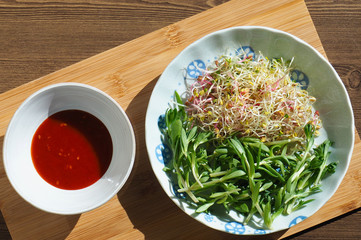 신선한 새싹 돌나물 샐러드 
