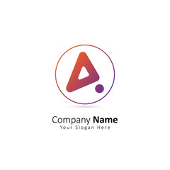 Initial Letter A Logo Triangle Vector with Circle and Dot. Design Vector Illustration Letter A Logo For Company