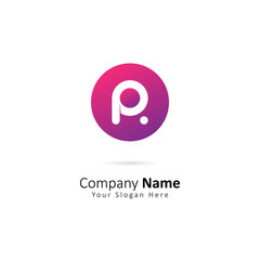 Abstract Initial Letter A Or P Logo with Circle and Dot Element. Design vector illustration Template